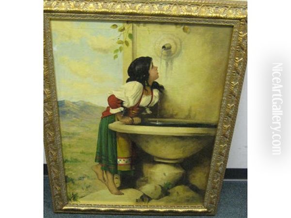 Roman Girl At Fountain - view 1