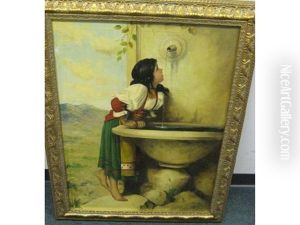 Roman Girl At Fountain by Leon Bonnat