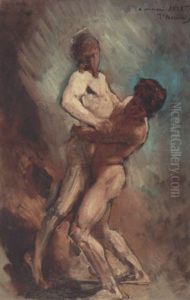 Jacob Se Battant Avec L'ange by Leon Bonnat