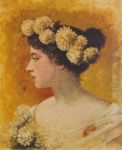 Portrait Of A Lady Wearing Flowers In Her Hair
