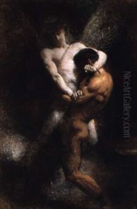 La Lutte De Jacob by Leon Bonnat