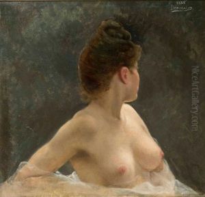 Femme En Buste Nue Au Voile Blanc by Pierre Bonnaud