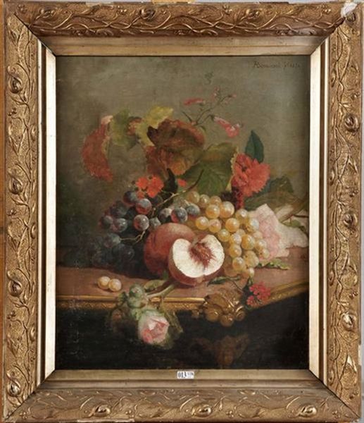 Nature Morte Aux Fleurs Et Aux Fruits Sur Un Entablement - view 1