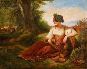 Ruhende, Junge Musikantin by Claude Bonnefond