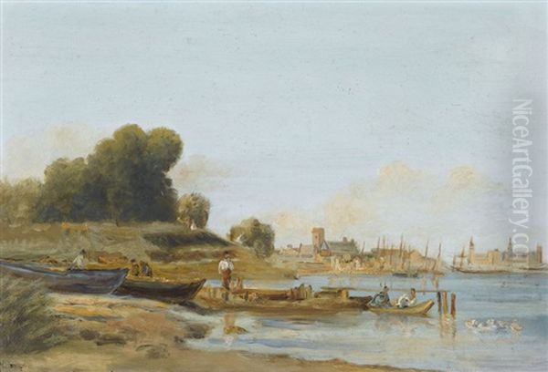 Uferpartie Mit Ruderbooten - view 1