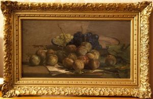 Nature Morte Aux Fruits (pommes Et Raisins) by Henri Arthur Bonnefoy