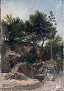 Arabe Se Reposant Au Pied De La Source