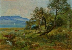 Paysage Cotier, Femme Et Enfant Devant La Mer