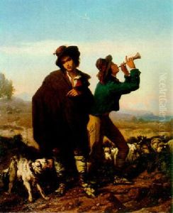 The Two Shepherds by Charles Adolphe Bonnegrace