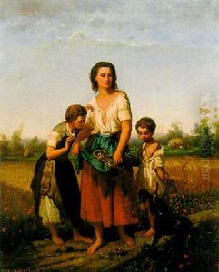 Taking Care Of The Nestlings by Charles Adolphe Bonnegrace