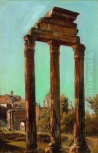 Les Colonnes Du Temple Des Dioscures Sur Le Forum Romain by Francois Bonnet