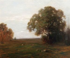 Autumn Trees In Landscape by Leon Durand Bonnet