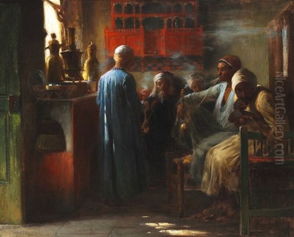 Interior From A Cafe With Orientals Smoking Waterpipes - view 1