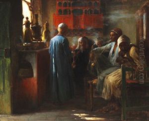Interior From A Cafe With Orientals Smoking Waterpipes by Eva Bonnier