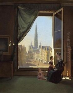 Ansicht Auf Liebfrauenkathedrale Antwerpen Aus Einem Interieur by Abraham Sigmund A. von Bonstetten