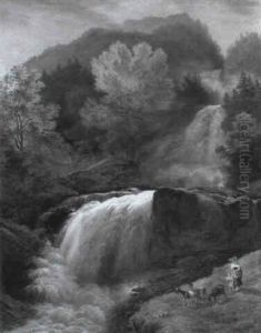 Ansicht Der Oberen Giessbachfalle (?) by Abraham Sigmund A. von Bonstetten