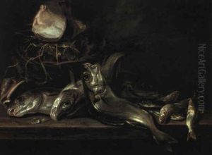 Nature Morte Med Fisk Og Muslinger Pa Et Bord