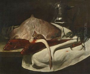 Nature Morte A La Pastenague Et Aux Mulets Rouges (still Life With Sting Ray And Red Mullets) by Francois Bonvin