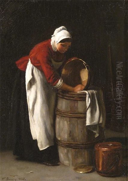 A Woman Washing A Copper Pan - view 1