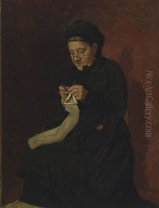 Femme Tricotant by Francois Bonvin