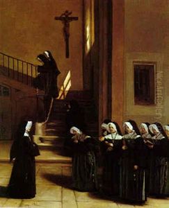 Religieuses Revenant De L'office (nuns Coming Out Of A Religious Service) by Francois Bonvin