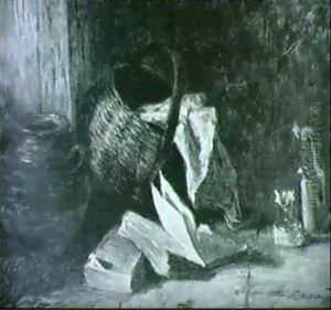 Nature Morte Med Kurv Og Boger