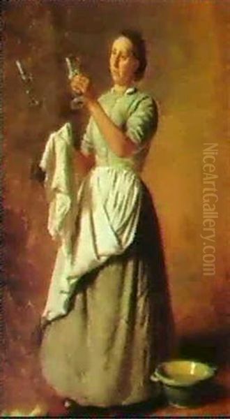 A Maid Cleaning Glasses - view 1