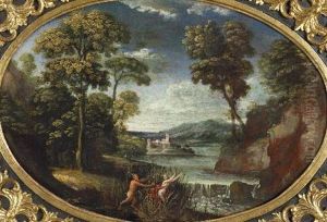 Paesaggio Con Ninfa E Satiro by Pietro Paolo Bonzi