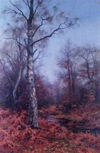Autumnal Woodland Scene With Stag by Walter Boodle