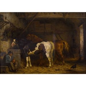 Im Pferdestall by Willem Jacobus Boogaard