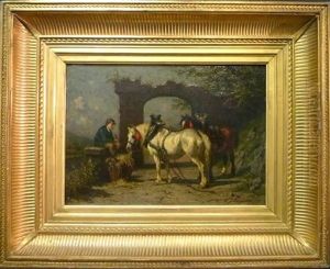 La Halte Des Chevaux by Willem Jacobus Boogaard