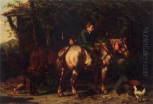 A Rest Outside The Stable by Willem Jacobus Boogaard