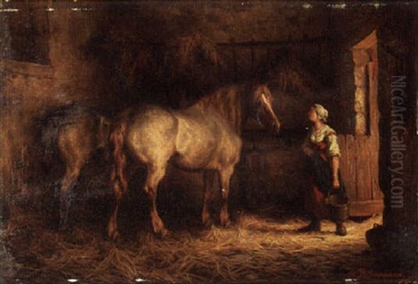 A Dutch Woman And Her Horses - view 1