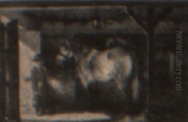 Boy And Horses In Stable - view 1