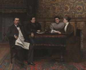Portrait D'une Famille A Table Dans Un Interieur Bourgeois by Charles Boom