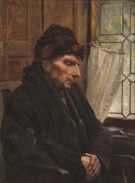 Homme Dans Sa Robe De Chambre Pres De La Fenetre - view 1