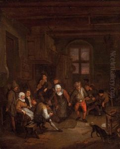 Interieur Mit Tanzendem Bauernpaar, Violinspieler Und Weiteren Personen