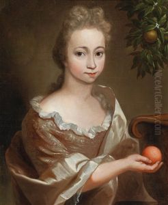 Portrait Of A Young Girl With An Orange Tree