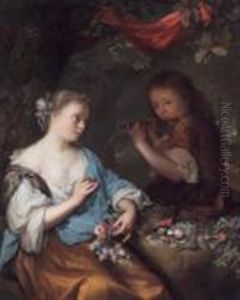 Jeune Fille Tressant Une Couronne De Fleurs Jeune Fille Tressant Une Couronne De Fleurs