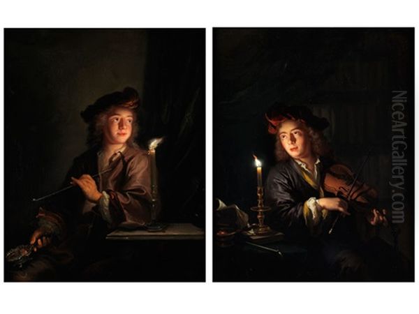 Knabe Mit Langer Meerschaumpfeife Vor Einem Kerzenlicht
Knabe Mit Einer Violine Bei Kerzenlicht - view 1