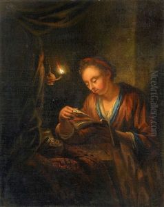 A Lady Reading By Candlelight by Arnold Boonen