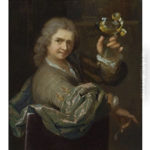 Portrait Of A Young Man Holding A Pipe And A Roemer With A Half-peeled Lemon