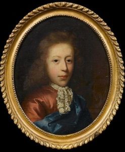 Portrait Of A Young Man In Red Costume With A Blue Silk Wrap And A White Lace Jabot