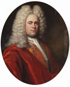 Portrait Of A Gentleman In A Gold Embroidered Coat With A Red Wrap And A White Jabot