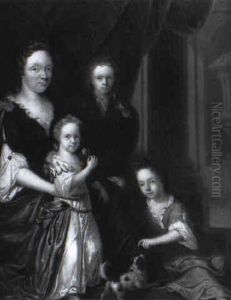 Portrait Of A Lady With Her Son And Daughters by Arnold Boonen