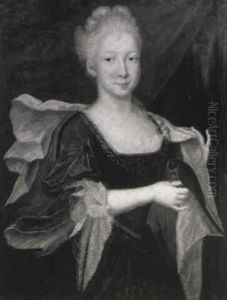 Portrait Of A Lady, Three-quarter Length, In A Green Dress With A Pink Wrap, Holding A Parrot Portrait Of A Lady, Three-quarter Length, In A Green Dress With A Pink Wrap, Holding A Parrot