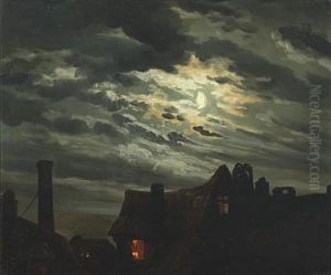 Rooftops In The Moonlight by Hermann de Boor