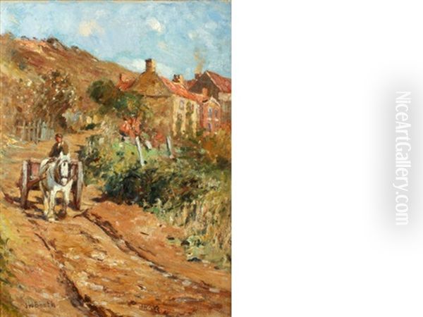 Horse And Cart On A Track Before Cottages - view 1