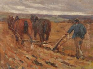 Farmer Ploughing With Horses