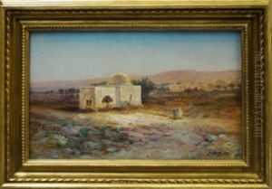 Figures By A Shrine In A North African Landscape